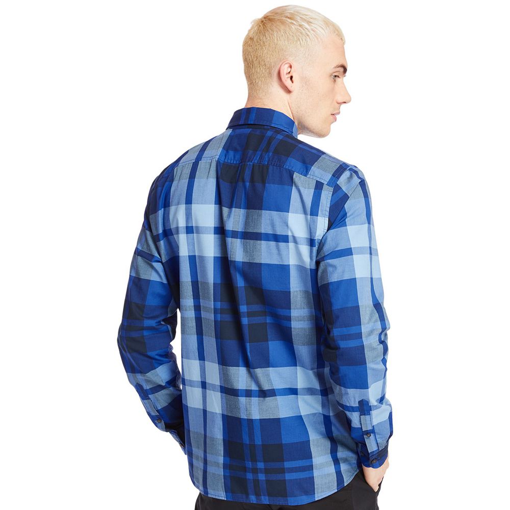 Timberland Πουκαμισα Ανδρικα Μπλε - Slim Fit Eastham River Plaid - Greece 0649358-VZ